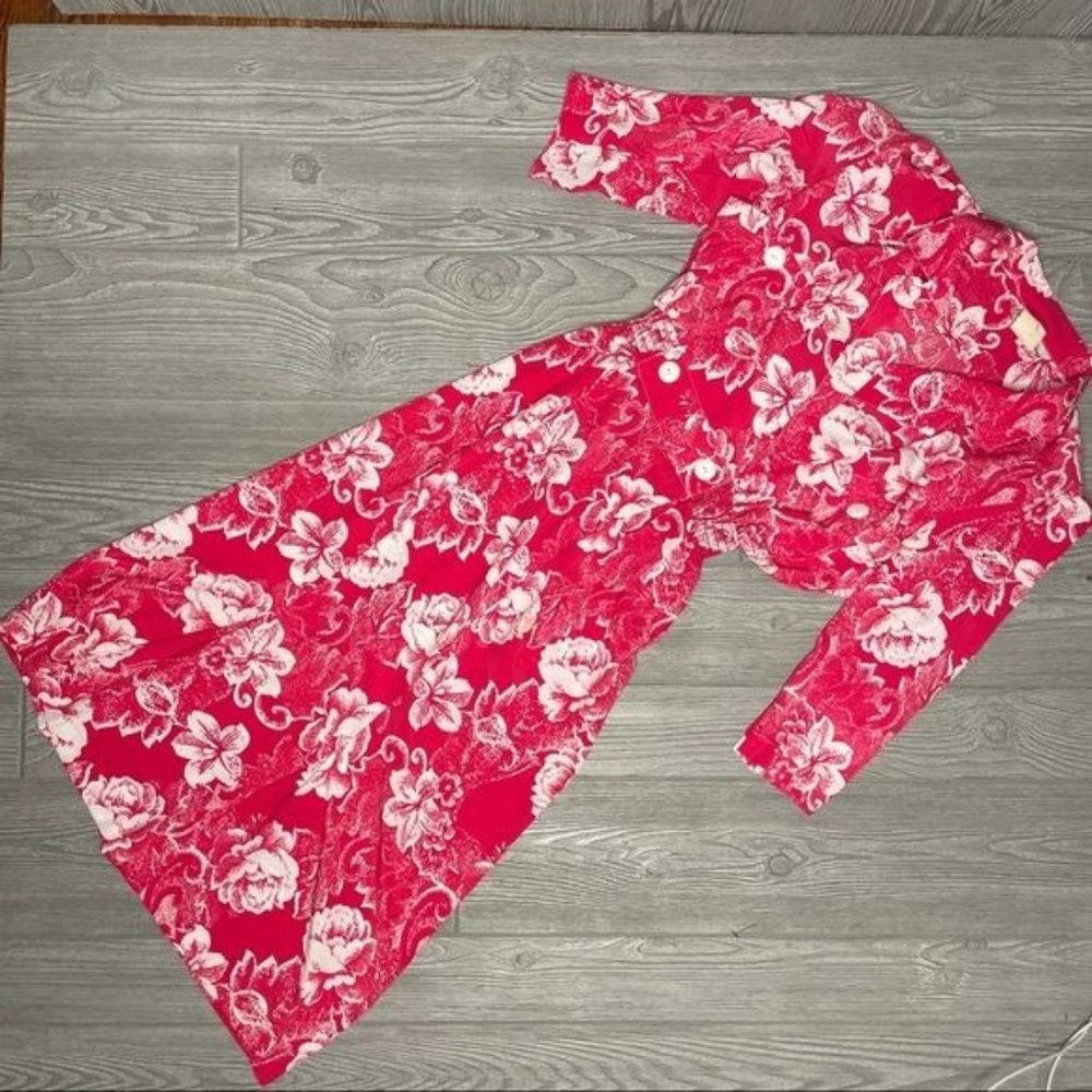 vintage christina grant red and white floral dress size 14 retro